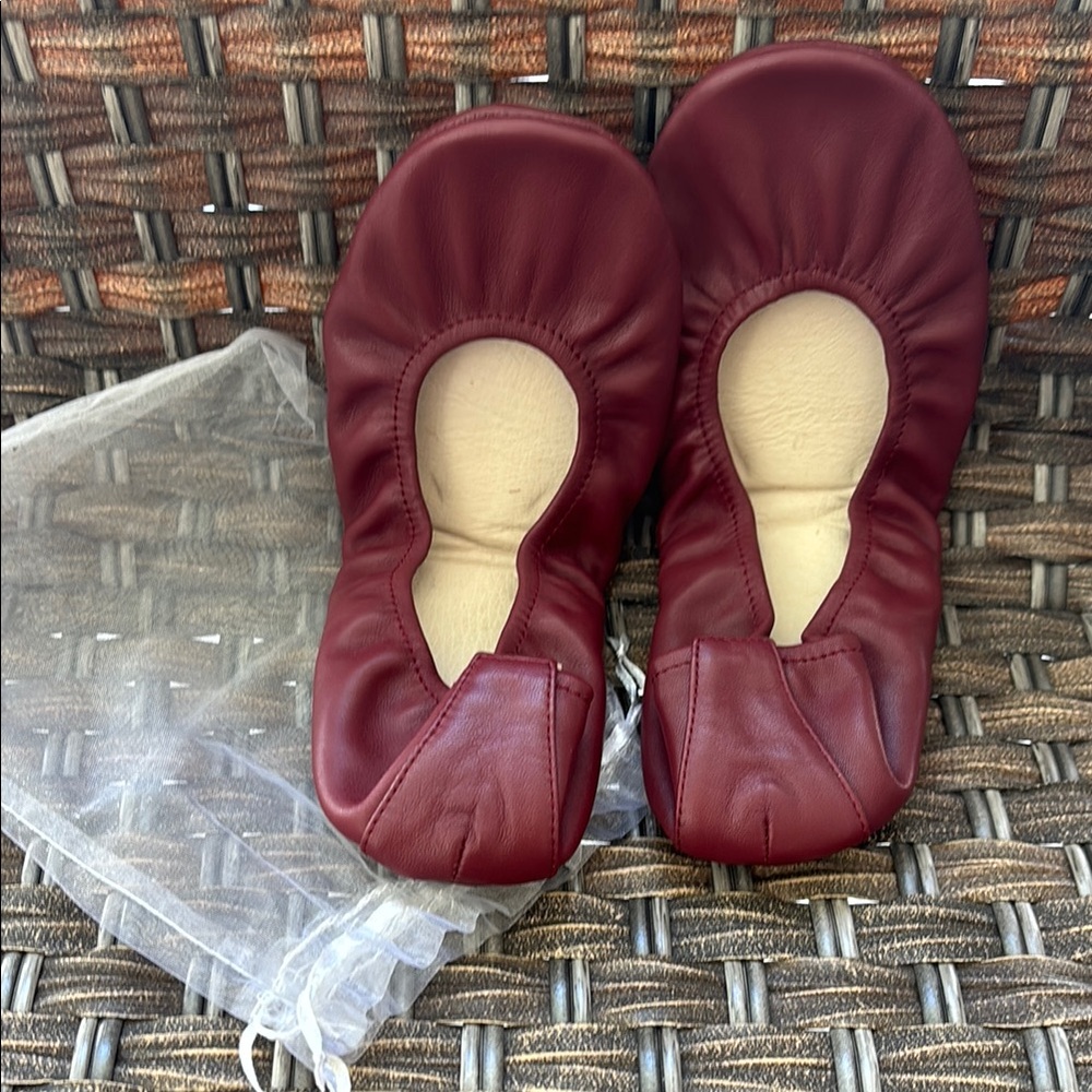Burgundy Leather Ballet Flats